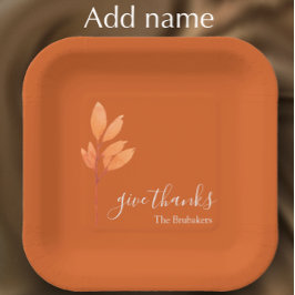 Custom Burnt Orange Boho Give Danke Erntedank Pappteller
