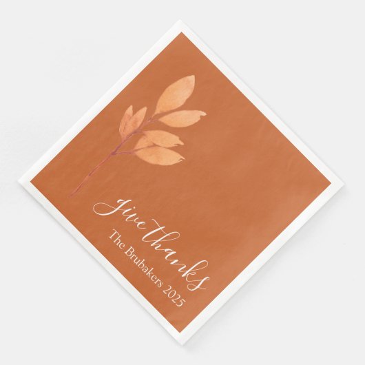 Custom Burnt Orange Boho Give Danke Erntedank Serviette (Ecke)