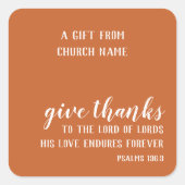 Custom Burnt Orange Erntedank Geschenkschrift Quadratischer Aufkleber (Vorderseite)