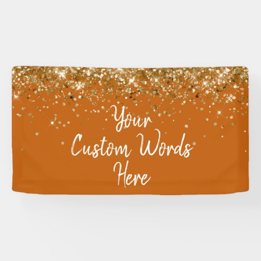 Custom Burnt Orange Gold Birthday Party Photo Prop Banner (Horizontal)