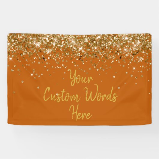 Custom Burnt Orange Gold Birthday Party Photo Prop Banner (Horizontal)