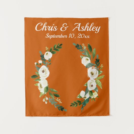 Custom Burnt Orange Greenerity Wedding Backdrop Pr Wandteppich (Vorderseite)