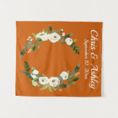 Custom Burnt Orange Greenerity Wedding Backdrop Pr Wandteppich (Vorderseite (Horizontal))