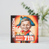 Custom Burnt Orange Pirate 7. Karikatur Einladung (Stehend Vorderseite)