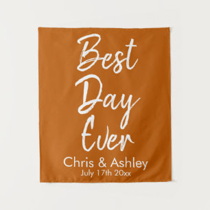 Custom Burnt Orange Wedding Background Bester Tag Wandteppich