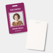 Custom Business Basic Simple Employee Name Photo Ausweis (Vorder- & Rückseite)