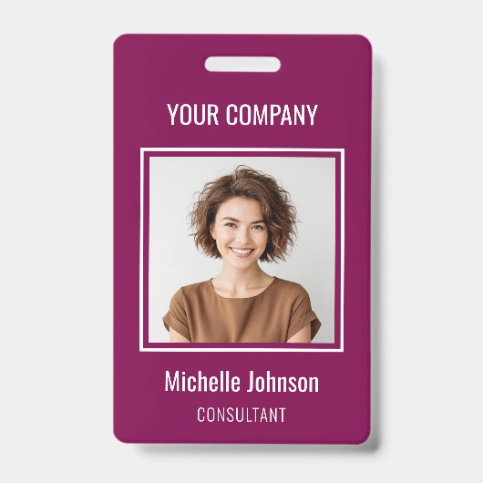 Custom Business Basic Simple Employee Name Photo Ausweis (Vorderseite)