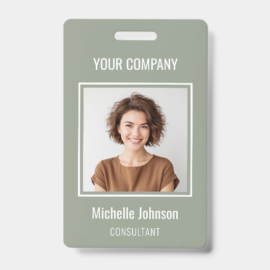 Custom Business Basic Simple Employee Name Photo Ausweis (Vorderseite)