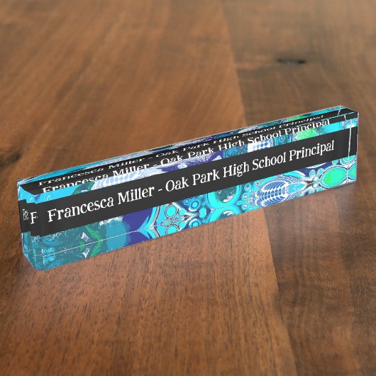 Custom Business Blue Sea Blubles Abstrakt Art Namensplakette (Seite)