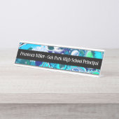 Custom Business Blue Sea Blubles Abstrakt Art Schreibtischnamensplakette (Vorderseite )