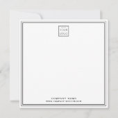 Custom Business Company Logo Black Double Border Mitteilungskarte (Vorderseite)