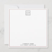Custom Business Company Logo Maroon Square   Mitteilungskarte (Vorderseite)