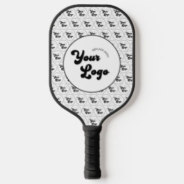 Custom Business Company Logo Pattern Black & White Pickleball Schläger
