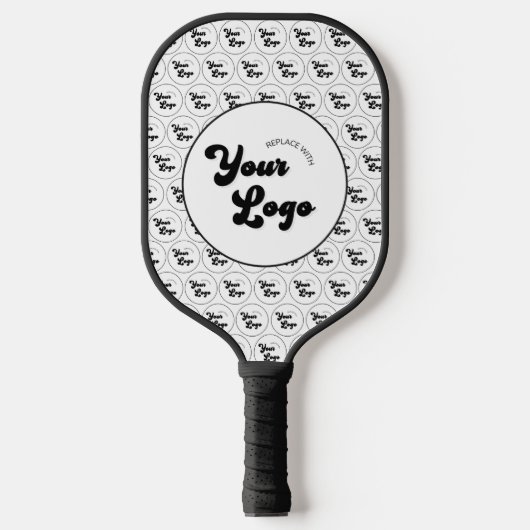 Custom Business Company Logo Pattern Black & White Pickleball Schläger (Vorderseite)