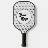 Custom Business Company Logo Pattern Black & White Pickleball Schläger (Rückseite)
