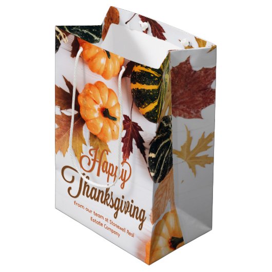 Custom Business Erntedank Beautiful Pumpkin Mittlere Geschenktüte (Vorderseite Schrägansicht)