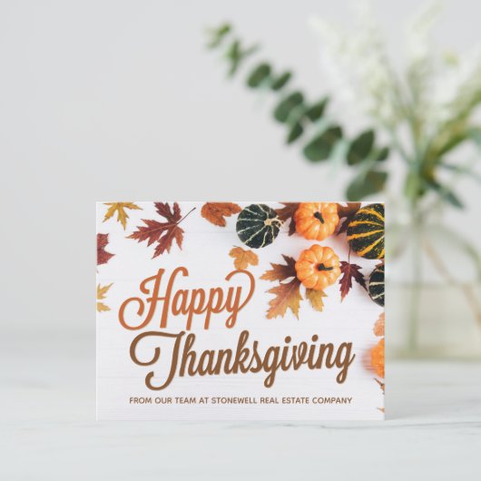 Custom Business Erntedank Beautiful Pumpkin Postkarte (Stehend Vorderseite)