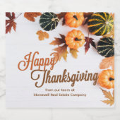 Custom Business Erntedank Beautiful Pumpkin Schaumweinetikett (Einzelnes Label)