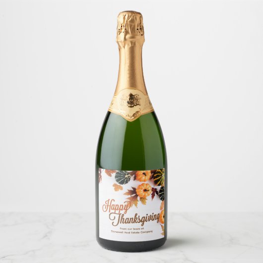 Custom Business Erntedank Beautiful Pumpkin Schaumweinetikett (Vorderseite)