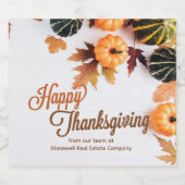 Custom Business Erntedank Beautiful Pumpkin Schaumweinetikett (Einzelnes Label)