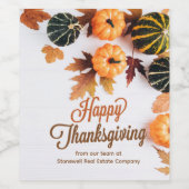 Custom Business Erntedank Beautiful Pumpkin Weinetikett (Einzelnes Label)