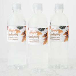 Custom Business Erntedank Party Niedlich Pumpkin Wasserflaschenetikett