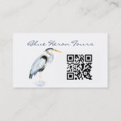 Custom Business Great Blue Heron Bird QR Code Visitenkarte (Rückseite)