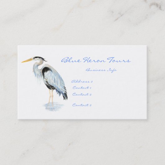 Custom Business Great Blue Heron Bird Visitenkarte (Vorderseite)