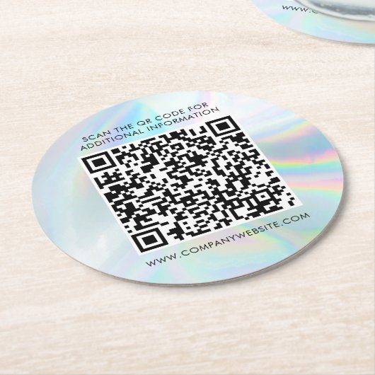Custom Business Holographic QR Code Marketing Runder Pappuntersetzer (Angewinkelt)