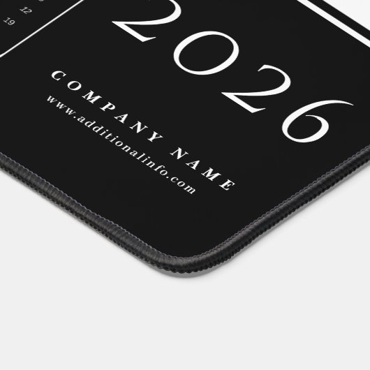 Custom Business Logo 2026 Black Calendar Desk Mat Schreibtischunterlage (Ecke)