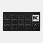 Custom Business Logo 2026 Black Calendar Desk Mat Schreibtischunterlage (Vorderseite)