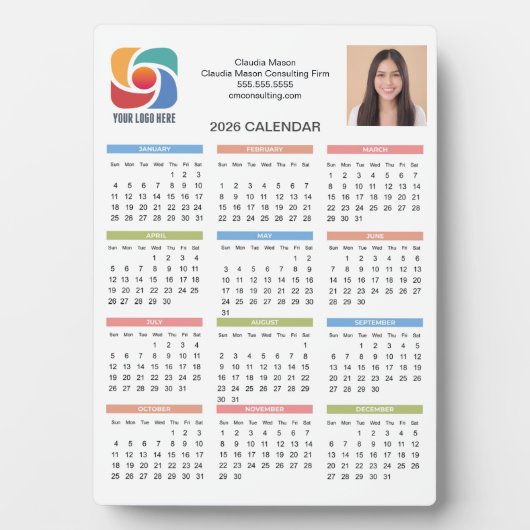 Custom Business Logo 2026 Calendar Marketing Fotoplatte (Vorderseite)
