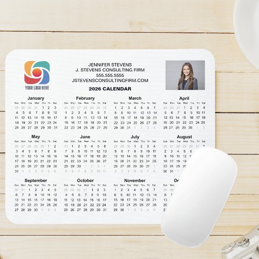 Custom Business Logo 2026 Company Calendar Mousepad