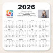 Custom Business Logo 2026 Company Calendar Rechteckiger Pappuntersetzer (Vorderseite)
