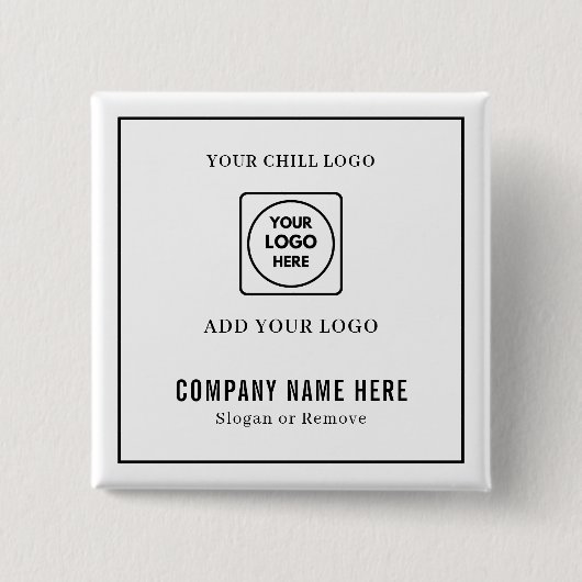 Custom Business Logo and Text Rectangle Design Button (Vorderseite)
