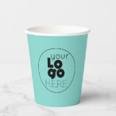 Custom Business Logo Aqua Blue Paper Party Cup Pappbecher (Vorderseite)