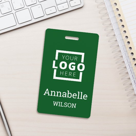 Custom Business Logo Basic Employee Name Green Ausweis