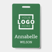 Custom Business Logo Basic Employee Name Green Ausweis (Front)