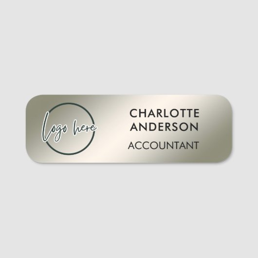 Custom Business Logo Basic Employee Silver  Staff  Namensschild (Vorderseite)