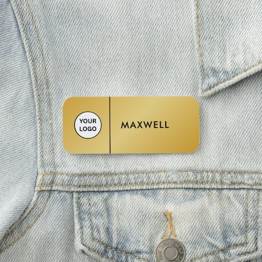 Custom Business Logo | Basic Employee Staff Gold Namensschild