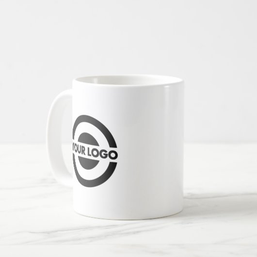 Custom Business Logo Branded White Kaffeetasse (Vorderseite Links)