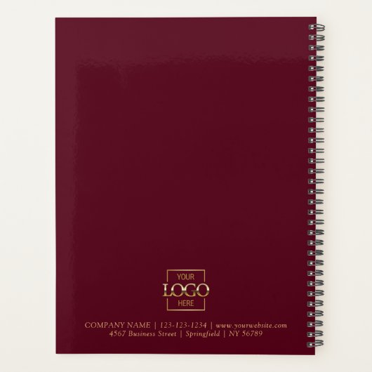 Custom Business Logo & Branding Monogram Initials Planer (Rückseite)