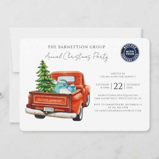 Custom Business Logo Christmas Holiday Party Einladung (Vorderseite)