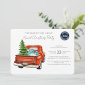 Custom Business Logo Christmas Holiday Party Einladung (Stehend Vorderseite)