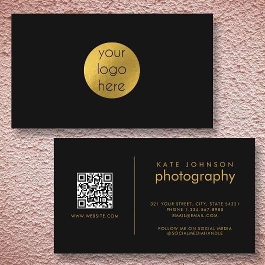 Custom Business Logo Circle Black Gold Modern Visitenkarte