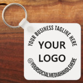 Custom Business Logo Company Tagline Social Media Schlüsselanhänger (Vorderseite)