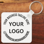Custom Business Logo Company Tagline Social Media Schlüsselanhänger (Rückseite)