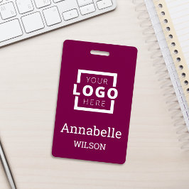 Custom Business Logo Employee Name Deep Magenta Ausweis