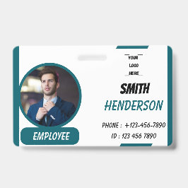Custom Business Logo Employee Photo Blue ID Badge Ausweis