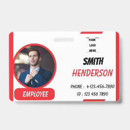 Custom Business Logo Employee Photo Blue ID Badge Ausweis